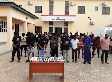 Forty-six suspects of internet fraud paraded at the EFCC head office in Kaduna