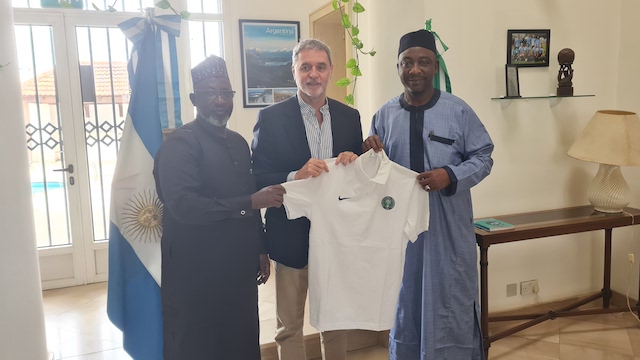 Gusau and HE Herrero are joined by NFF GS Sanusi (left)