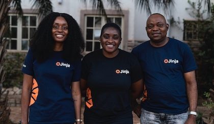 L-R: Karen Adie, CEO; Pamela Adie, VP of Business Development and Stephen Adeloro, VP of Operations, all of Isidore Agritech Limited at the launch of the Jinja Apps in Lagos