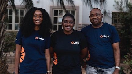 L-R: Karen Adie, CEO; Pamela Adie, VP of Business Development and Stephen Adeloro, VP of Operations, all of Isidore Agritech Limited at the launch of the Jinja Apps in Lagos