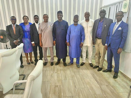 Members of the NFF Disciplinary Committee with NFF President Gusau (middle), GS Sanusi (fourth from right) and NFF GS Ikpeme (third from right).