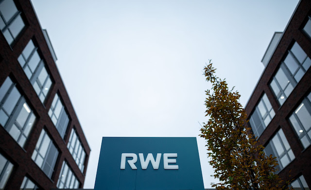 Shares of German utility giant RWE were gaining around 3% in morning trading in Germany after it said Thursday that it expects significantly higher earnings in its first quarter. Photo: Fabian Strauch/dpa