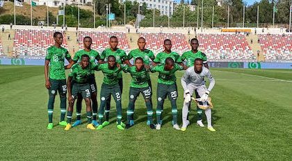 The Eaglets line up before defeating Zambia on Sunday