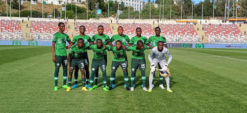 The Eaglets line up before defeating Zambia on Sunday