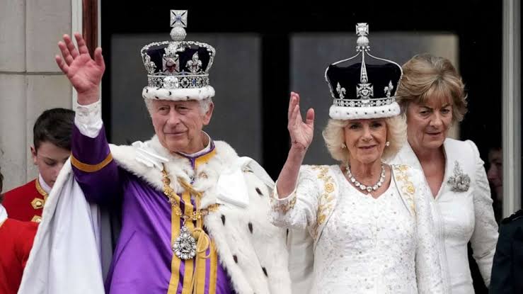 King Charles III and Queen Camila, during their coronation in England