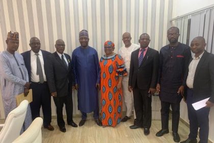 NFF President Gusau (fourth from left), Rt. Hon. Icheen (fifth from right) and Dr. Ikpeme (fourth from right) with the Members and Secretary of the NFF Appeals Committee.