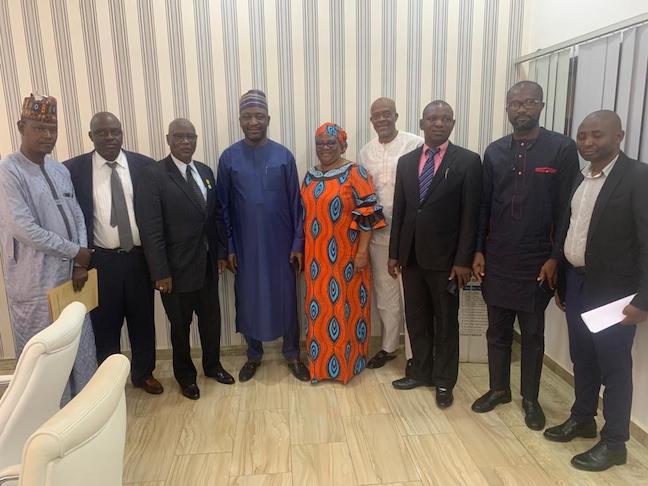 NFF President Gusau (fourth from left), Rt. Hon. Icheen (fifth from right) and Dr. Ikpeme (fourth from right) with the Members and Secretary of the NFF Appeals Committee.
