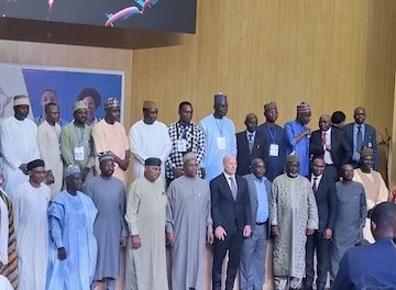 Centre, James Christoff, the Canadian High Commissioner to Nigeria, with Director General NIMC, Tukur Lawal, the Managing Director NigComSat, Kashifu Inuwa, Director General NITDA and a host of others at the event