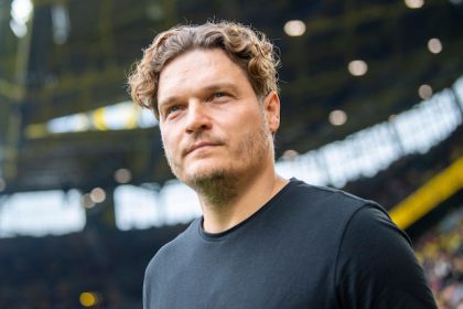 Dortmund coach Edin Terzic pictured prior to the start of the German Bundesliga soccer match between Borussia Dortmund and VfL Wolfsburg at Signal Iduna Park. Photo: David Inderlied/dpa