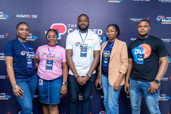 L-R: Oluwakemi Nwogu, Group Head, Product Management, Interswitch; Elizabeth Okaome, Developer Relations Executive, Interswitch; Abdul Hafiz Ibrahim, Principal Software Architect, Interswitch; Obianuju Odukwe, Group Head of Technology, Interswitch and Idris Olubisi, Developer Advocate at the Developer Connect Series event held on Saturday, June 10, 2023 in Lagos