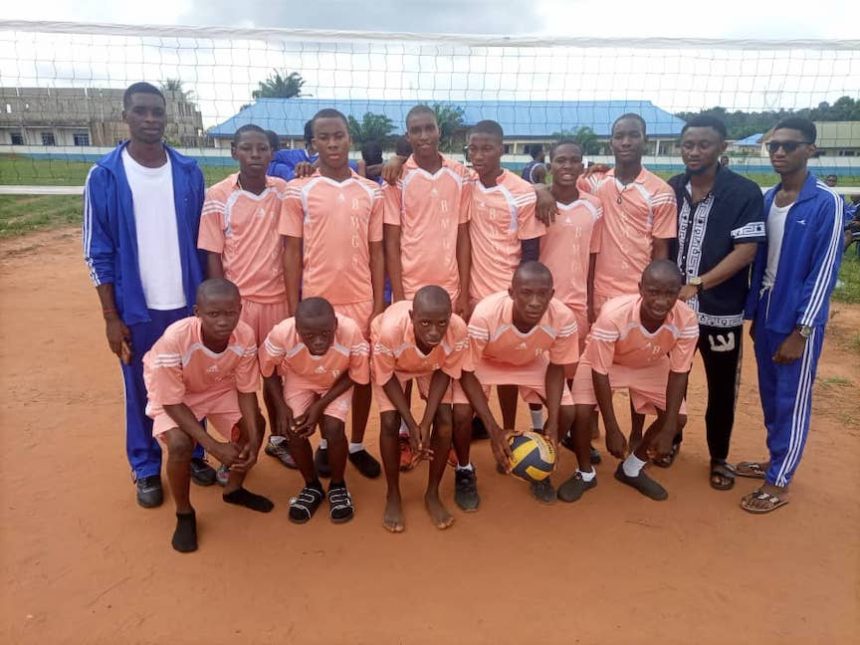 Some students taking part in the Anambra School Sports festival in group photograph