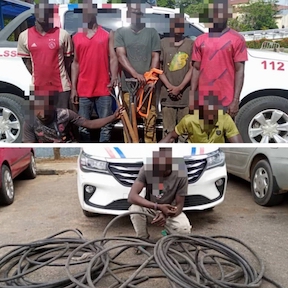 Police nabs 8 thieves of armoured cable The suspects with the armoured cable