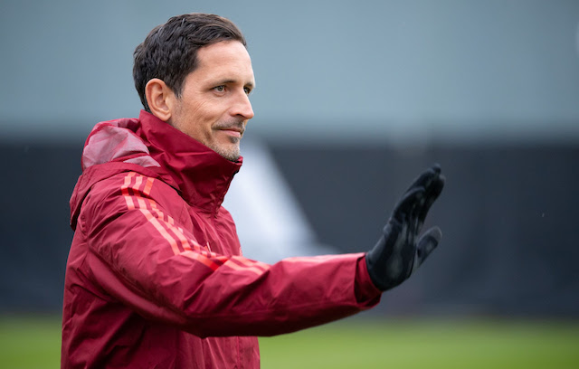 Then Bayern Munich Co-coach Dino Toppmoeller gestures during a training session for the team. Photo: Sven Hoppe/dpa