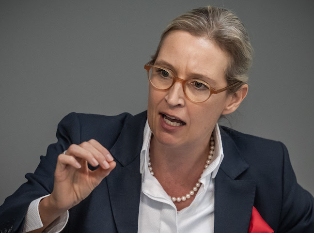 Alice Weidel, leader of the Alternative for Germany (AfD) parliamentary group, speaks at the last session before the summer break in the Bundestag. The EU's powers should be reduced and her party should field a candidate to become chancellor in the next federal election, the leader of the far-right Alternative for Germany (AfD) party has said ahead of her party's conference. Photo: Michael Kappeler/dpa