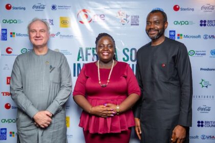 L-R: Matthias Schmale United Nations Resident and Humanitarian Coordinator, Nigeria; Olapeju Ibekwe, CEO Sterling One Foundation; Abubakar Suleiman, MD/CEO, Sterling Bank Limited during a press conference on the second edition of Africa Social Impact summit held in Lagos over the weekend.
