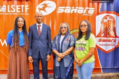 L-R: Adejoke Are, Special Adviser to the Chairperson, LSETF; Prince Mohammed Rosul Eshinlokun, Vice Chairman, Lagos-Island LGA; Ejiro Gray, Director, Sahara Group Foundation, and Esther Chibueyin Fagbo, Human Resources and Partnership Manager, Wecyclers, at the Go-Recycling Hub Launch, held at Lagos-Island LGA, Lagos