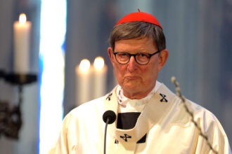 Cardinal Rainer Maria Woelki preaches at the pontifical Mass for Easter Sunday 2023. The Catholic Church has dismissed a priest who abused children in the western German state of North Rhine Westphalia for years and was sentenced to a long prison term, the archbishop of Cologne said on Thursday. Photo: Henning Kaiser/dpa