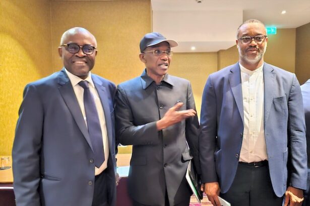 L-R: Hon. Justice A.O. Faji of the Federal High Court; Managing Director/CEO Asset Management Corporation of Nigeria (AMCON), Mr Ahmed Lawan Kuru, OFR; and Dr Eberechukwu Uneze, an Executive Director at AMCON during the training