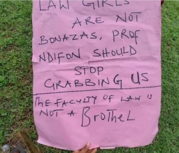 Law students spill the bean in weird protest against randy Cyril, Dean Faculty of Law at UNICAL UNICAL Students protests sexual harassment