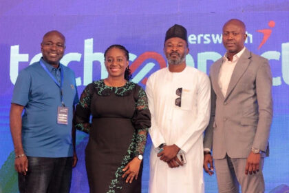 L-R: Engr. Elijah Olanrewaju, Managing Director, Access Solutions; Suzan Fasipe, Head, Retail Payments, Interswitch; Kabiru Shittu, Co-founder, Sudo Africa/Safe Haven MFB and Thomas Eze, Regional Head, Northern Business, Interswitch at the Techconnect event held on Wednesday, September 13, 2023 in Abuja