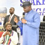 The NDDC Managing Director, Chief Samuel Ogbuku, (Right) speaking meeting with a delegation from the Ijaw Youths Council, IYC, at the NDDC headquarters in Port Harcourt. On his left is the President of the Ijaw Youth Council, Sir Jonathan Lokpobiri