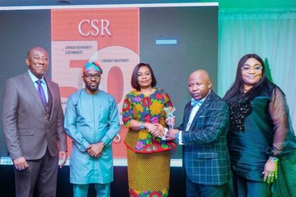 L-R: Charles Ifediba, CSR Lead, Seplat Energy Plc; Stanley Opara, Manager Corporate Communications; Esther Icha, CSR Manager; Dr. Eustace Onuegbu, Member of Trustees, Sustainability Professionals Institute of Nigeria; and Josephine Kola-Ajibade, Senior CSR Adviser, Seplat Energy, at the The CSR Reporters’ Social Impact & Sustainability Awards (SISA) where Seplat Energy won the CSR Award for Education Empowerment in Lagos … on Sunday.