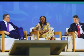 Executive Vice President, Upstream, NNPC Ltd., Oritsemeyiwa Eyesan during a Panel Session titled “Accelerating the Elimination of Methane Emissions & the Decarbonization of Oil & Gas,” on the sidelines of the on-going United Nations Climate Change Conference, also known as COP28, taking place in Dubai, the United Arab Emirates, Tuesday.