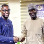 L-R: Vice President, Africa, Middle-East and Turkey, Meta (formerly Facebook), Kojo Boakye and Executive Vice Chairman/Chief Executive Officer, Nigerian Communications Commission (NCC), Dr. Aminu Maida, during a visit by Meta’s delegation to the Commission in Abuja recently.
