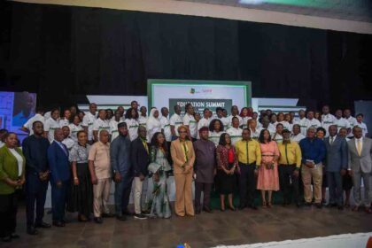 Chief Operating Officer, Seplat Energy Plc, Samson Ezugworie; Director, External Affairs and Social Performance, Chioma Afe; and DM Operations Mgt Seplat, NEPL, Mr. Uzoma Ezulu, lead as Seplat JV graduates 358 teachers in Edo and Delta states during its Seplat JV Education Workshop and STEP Graduation Ceremony in Benin City … on Friday