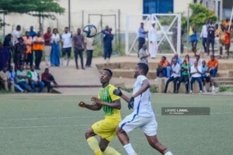 El-Kanemi Warriors’ forward Zayyad Musa in action against Kebbi United in the semi finals.