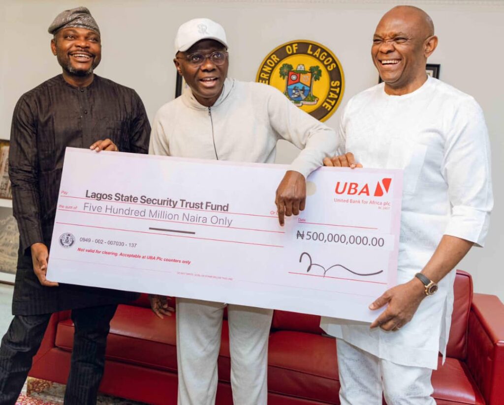 UBA donates N500 million to Lagos State Security Trust Fund LSSTF, pledges support for state’s effort at improving security UBA donates N500m to LSSTF