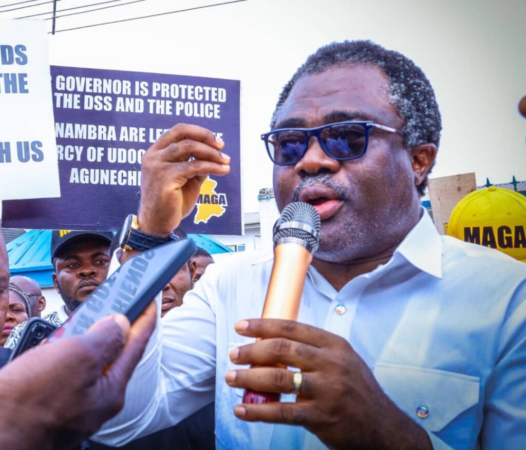Outrage in Anambra: Sir Paul Chukwuma leads protest over attack on female corps member Protest
