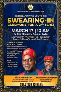 Anambra Govt Releases Timetable for Soludo, Ibezim Second-Term Swearing-in