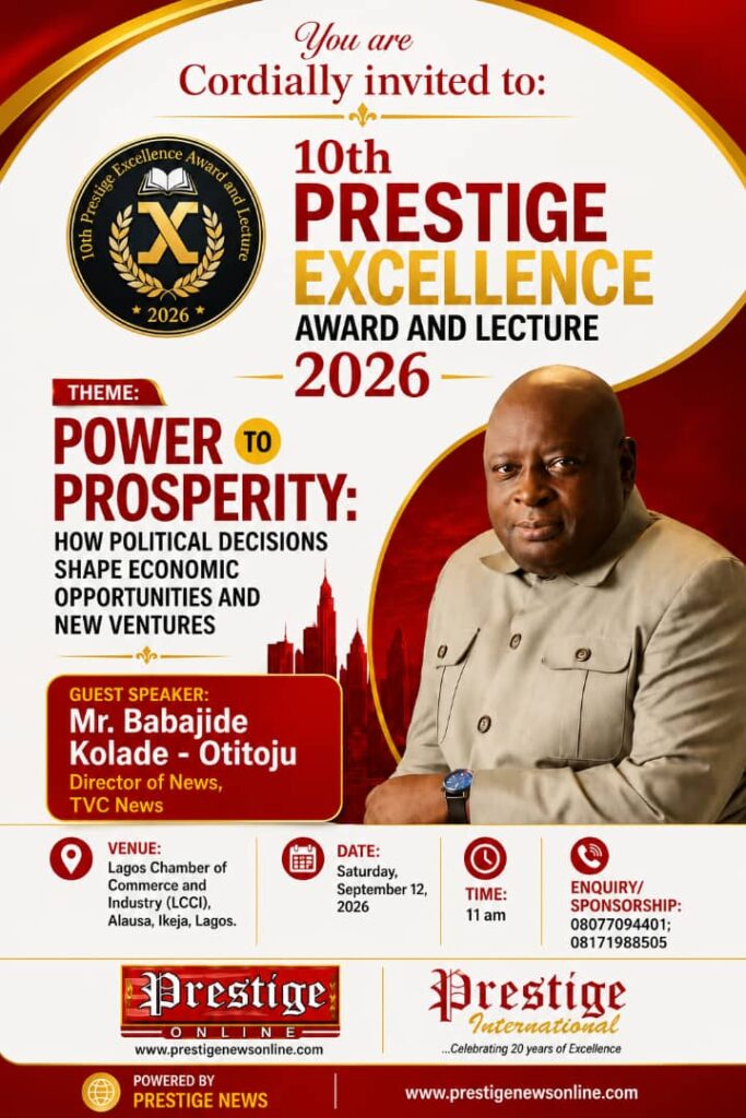 10th Prestige Excellence Award and Lecture 2026 Holds, September 12 in Lagos