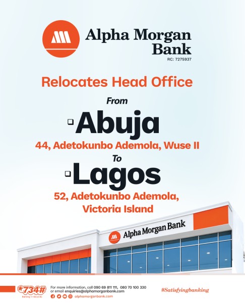 Alpha Morgan Bank Relocates Head Office To Lagos, Marks New Chapter Of Growth